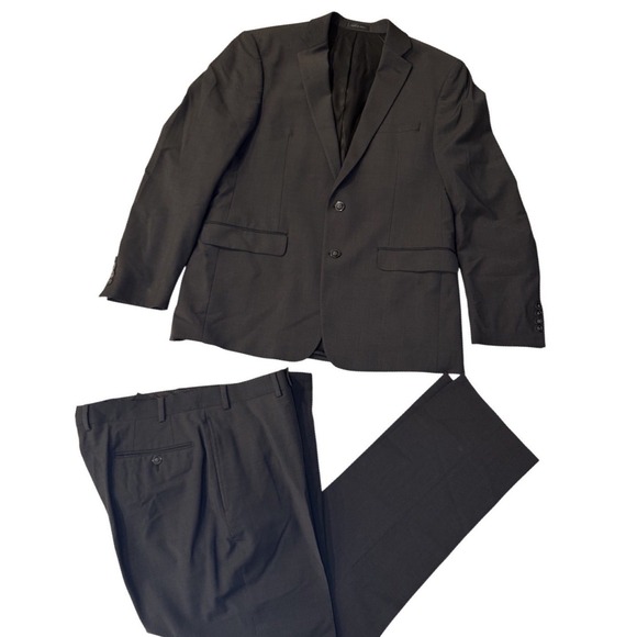 Unbranded Other - Calvin Klein 2 Piece Wool Suit Mens 42R Charcoal Grey Modern Formal Business‎